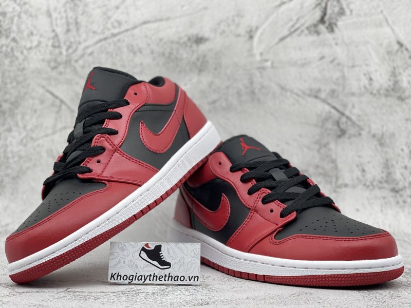 Giày Jordan 1 Low Reverse Bred đen đỏ