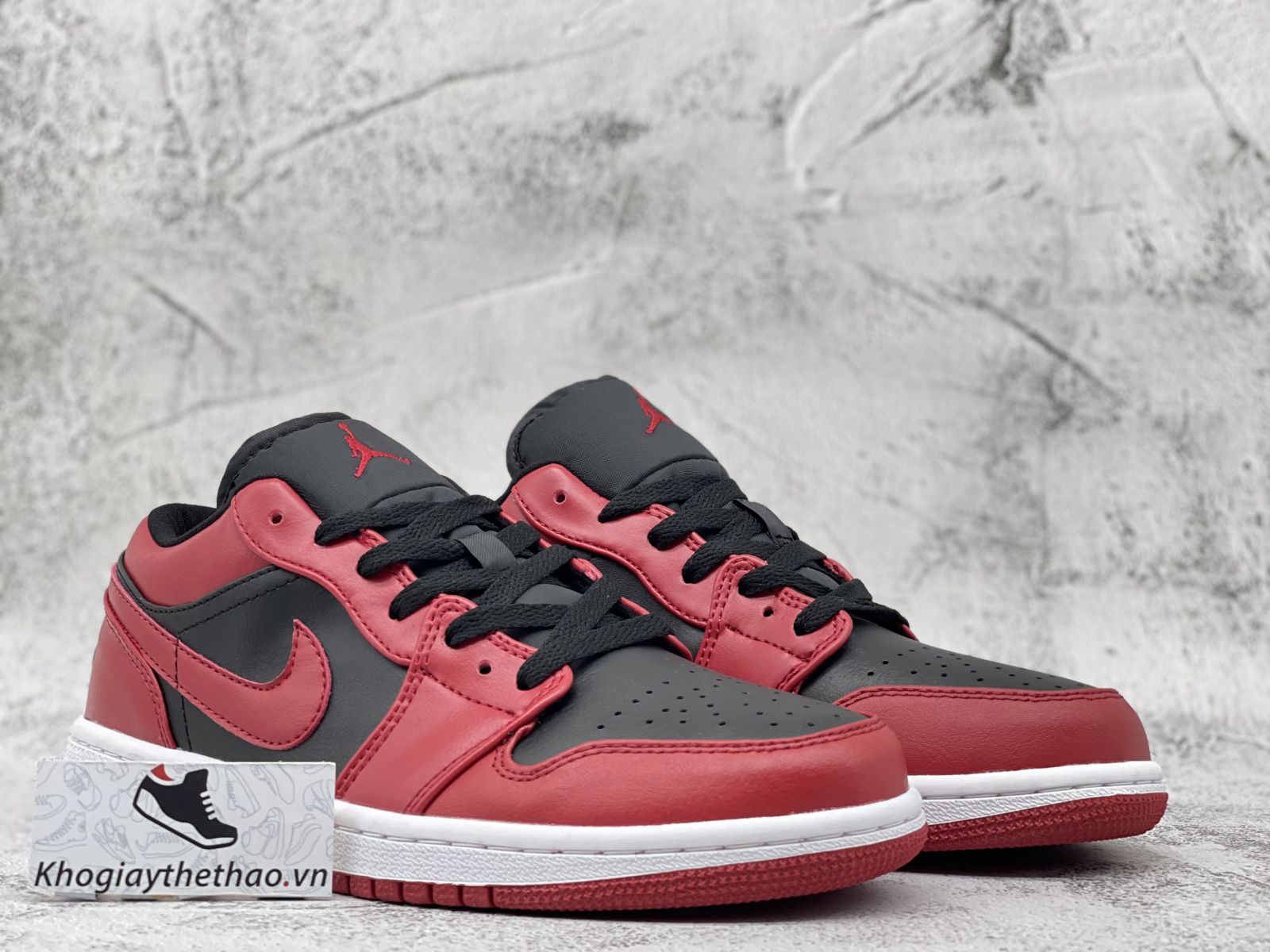 Giày Jordan 1 Low Reverse Bred đỏ đen