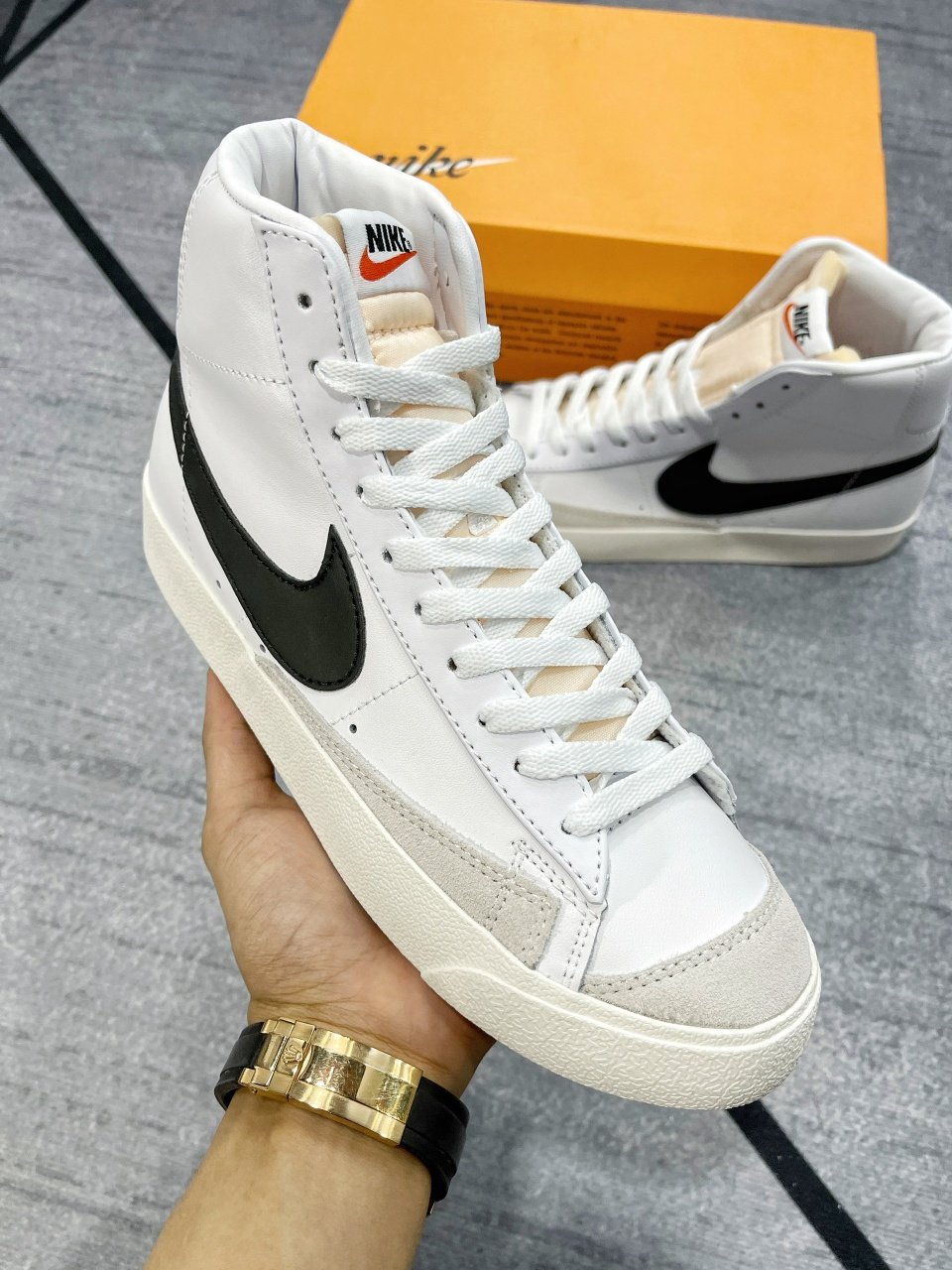 giÃ y Nike Blazer Mid 77 Vintage White Black tráº¯ng Ä‘en Rep 1:1