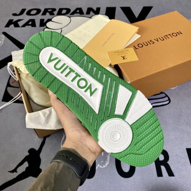GiÃ y Louis Vuitton LV Trainer White Green Monogram Denim Xanh SiÃªu Cáº¥p